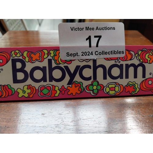 17 - Babycham clip on advertising sign {5 cm H x 20 cm W}.