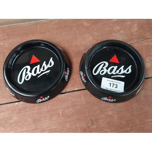 173 - Two Bass tin plate advertising ashtrays. {4 cm H x 20 cm Diam.}