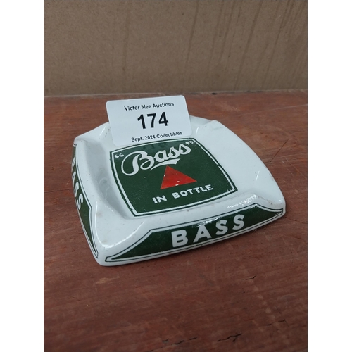 174 - Bass in Bottle Minton ceramic advertising ashtray. {2 cm H x 13 cm W x 13 cm D}.