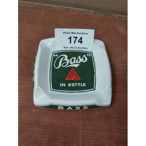 174 - Bass in Bottle Minton ceramic advertising ashtray. {2 cm H x 13 cm W x 13 cm D}.