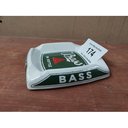 174 - Bass in Bottle Minton ceramic advertising ashtray. {2 cm H x 13 cm W x 13 cm D}.