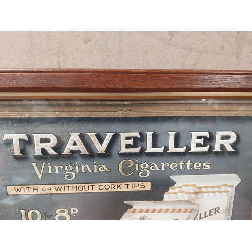 179 - Traveller Virginia Cigarettes framed advertising showcard. {31 cm H x 44 cm W}.