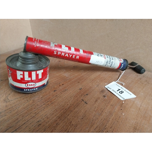 18 - Flint tin plate fly sprayer. {10 cm H x 35 cm W}.