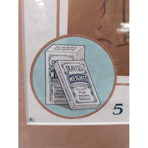 181 - Player's Weights Cigarettes framed showcard. {61 cm H x 40 cm W}.