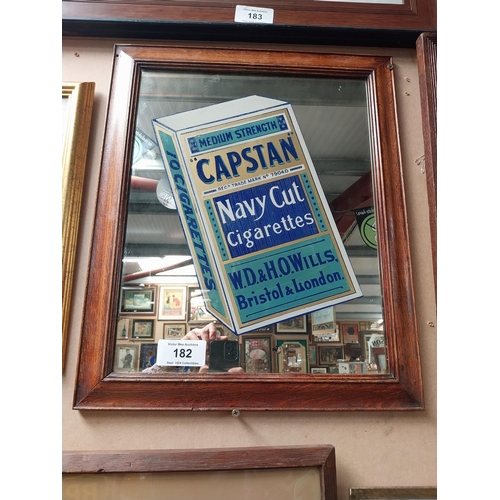 182 - Early 20th C. Capstan Navy Cut advertising mirror mounted in oak frame. {58 cm H x 46 cm W}.