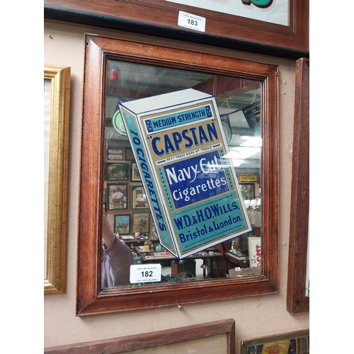 182 - Early 20th C. Capstan Navy Cut advertising mirror mounted in oak frame. {58 cm H x 46 cm W}.