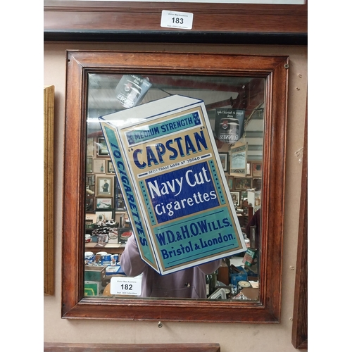 182 - Early 20th C. Capstan Navy Cut advertising mirror mounted in oak frame. {58 cm H x 46 cm W}.