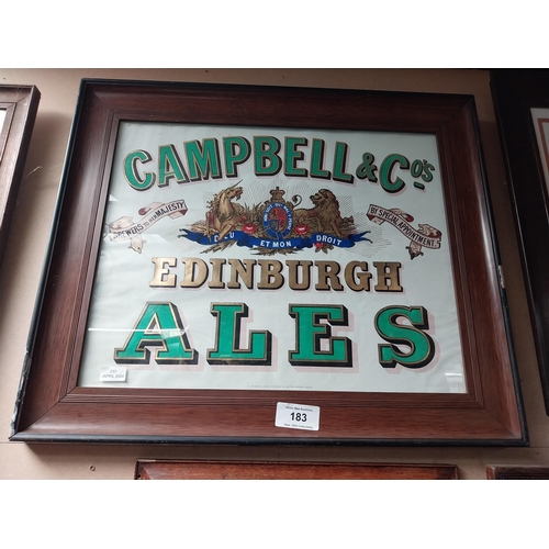 183 - Campbell and Co's Ales Edinburgh framed advertising print. {61 cm H x 76 cm W}