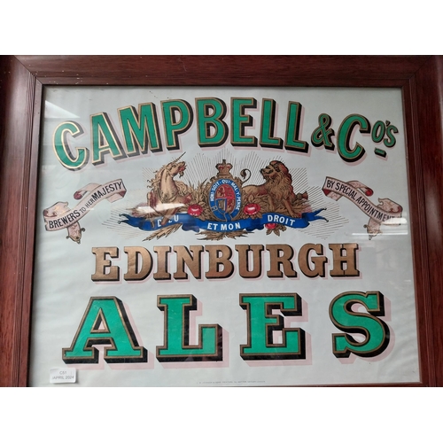 183 - Campbell and Co's Ales Edinburgh framed advertising print. {61 cm H x 76 cm W}