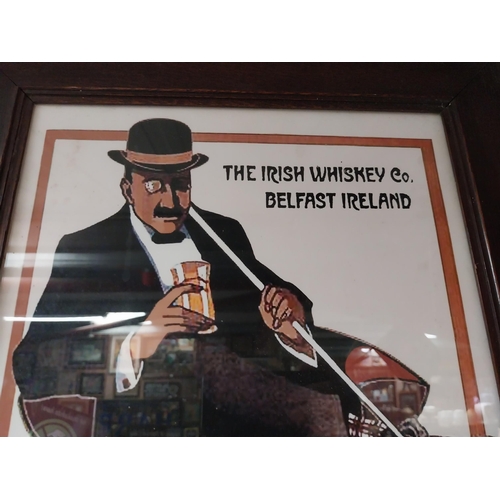 184 - The Irish Whiskey Co Belfast Ireland framed advertising print {60 cm H x 49 cm W}.