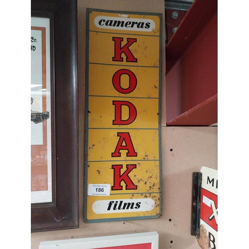 186 - Kodak Camera and Film tin plate advertising sign {63 cm H x 24 cm W}