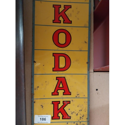 186 - Kodak Camera and Film tin plate advertising sign {63 cm H x 24 cm W}