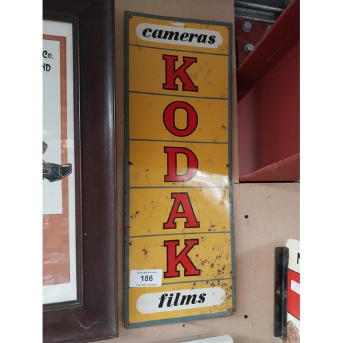 186 - Kodak Camera and Film tin plate advertising sign {63 cm H x 24 cm W}