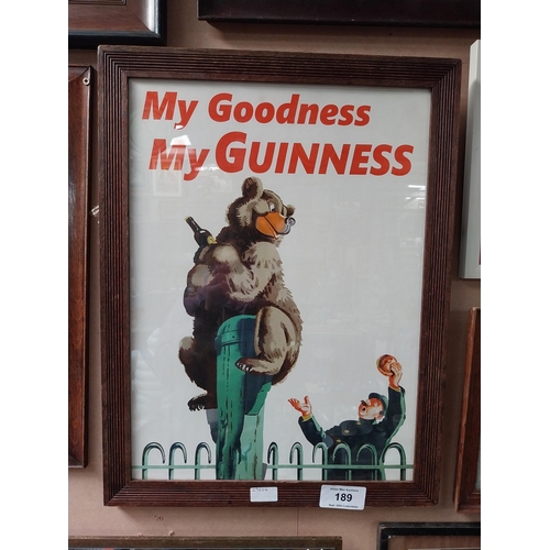 189 - My Goodness My Guinness framed advertising print. {62 cm H x 48 cm W}.