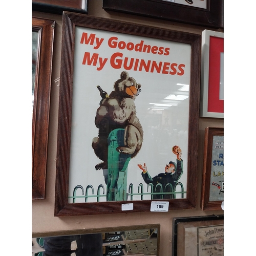 189 - My Goodness My Guinness framed advertising print. {62 cm H x 48 cm W}.