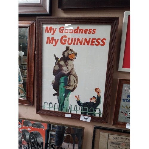 189 - My Goodness My Guinness framed advertising print. {62 cm H x 48 cm W}.