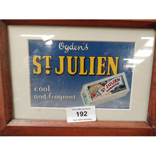 192 - Ogden's St. Julien - Cool and Fragrant framed advertising showcard {31 cm H x 39 cm W}.