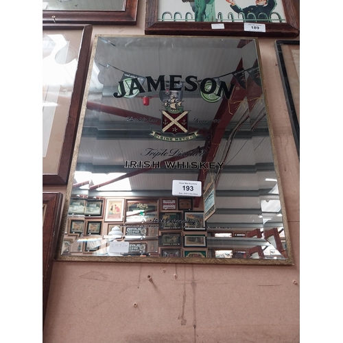 193 - Jameson Triple Distilled Irish Whiskey framed advertising mirror. {63 cm H x 48 cm W}