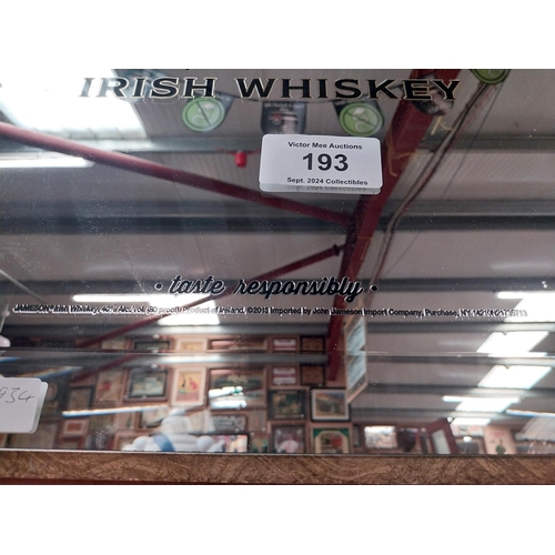 193 - Jameson Triple Distilled Irish Whiskey framed advertising mirror. {63 cm H x 48 cm W}