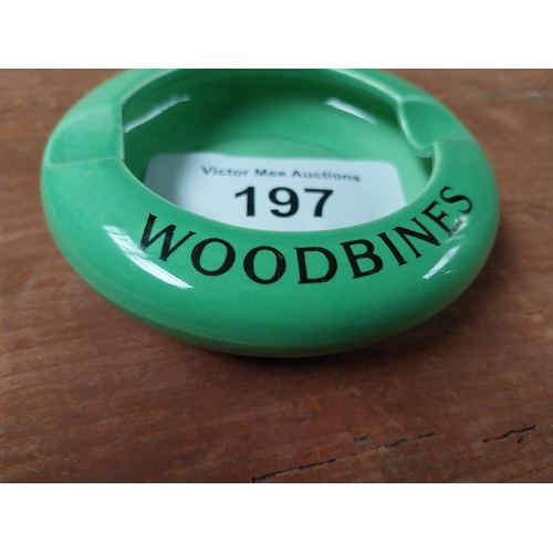 197 - Wills's Woodbine ceramic advertising ashtray. {3 cm H x 9 cm Diam.}.