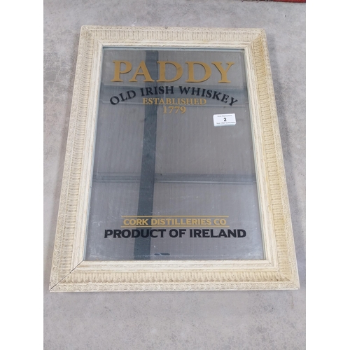 2 - Framed Paddy Old Irish Whiskey advertising mirror. {80 cm H x 60 cm W]