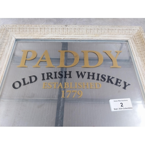 2 - Framed Paddy Old Irish Whiskey advertising mirror. {80 cm H x 60 cm W]