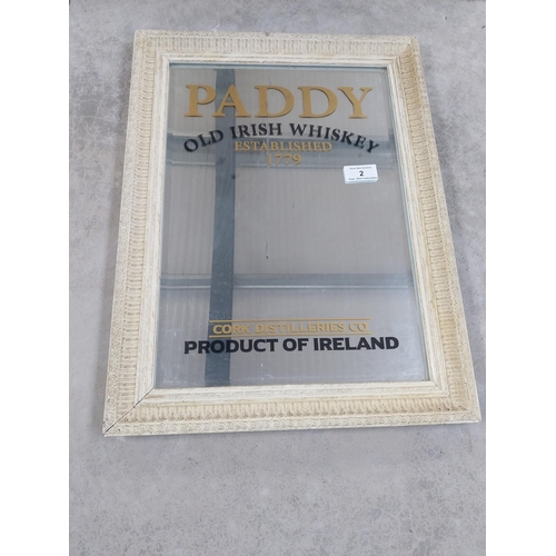 2 - Framed Paddy Old Irish Whiskey advertising mirror. {80 cm H x 60 cm W]