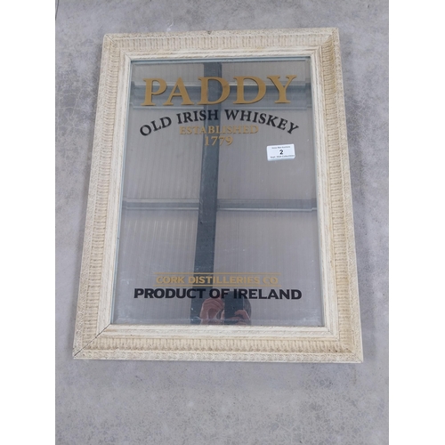 2 - Framed Paddy Old Irish Whiskey advertising mirror. {80 cm H x 60 cm W]