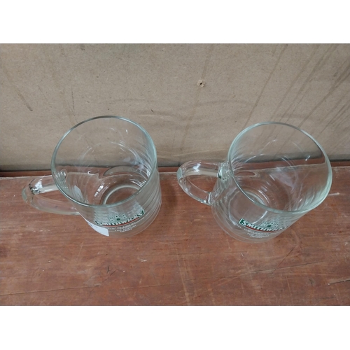 206 - Two Smithwick's glasses with the compliments of The Forum Derry {13 cm H x 13 cm W x 9 cm D].