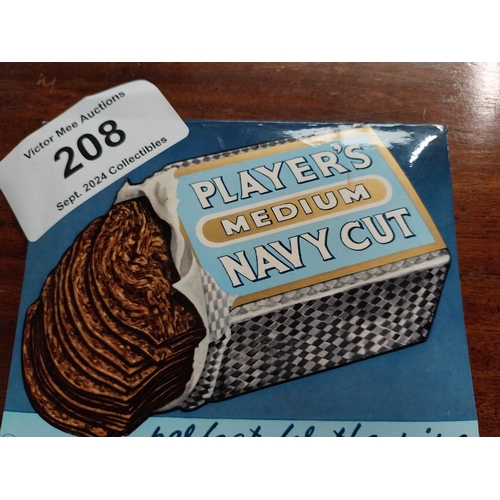 208 - Players Medium Navy Cut tobacco showcard. {11 cm H x 14 cm W}