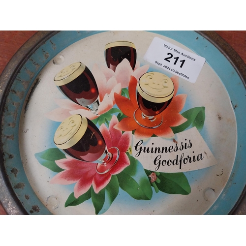 211 - Guinness is Good For you tin plate advertising drinks tray. {2 cm H x 27 cm Diam.}.