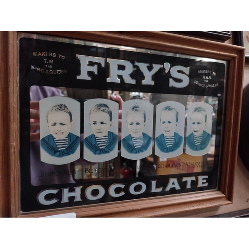 61 - Fry's Five Boys Chocolate framed advertisng mirror. {23 cm H x 30 cm W}