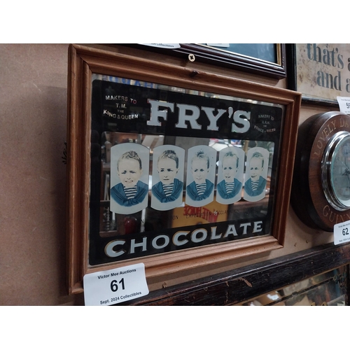 61 - Fry's Five Boys Chocolate framed advertisng mirror. {23 cm H x 30 cm W}