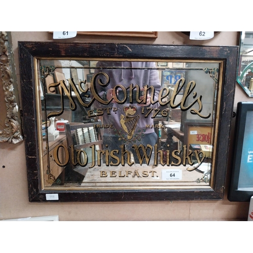 64 - McConnell's Old Irish Whisky Belfast framed advertising mirror. {43 cm H x 64 cm  W}.