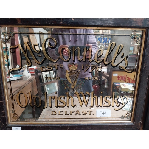 64 - McConnell's Old Irish Whisky Belfast framed advertising mirror. {43 cm H x 64 cm  W}.