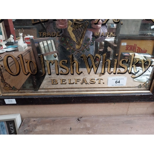 64 - McConnell's Old Irish Whisky Belfast framed advertising mirror. {43 cm H x 64 cm  W}.