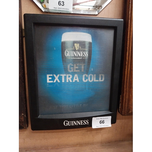 66 - Guinness Extra Cold 3D double sided advertising Sign. {32 cm H x 27 cm W}