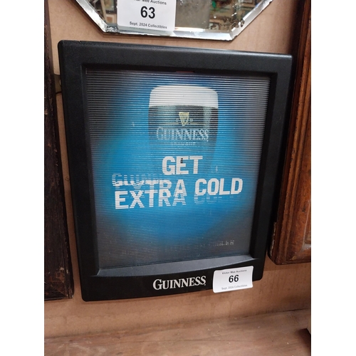 66 - Guinness Extra Cold 3D double sided advertising Sign. {32 cm H x 27 cm W}