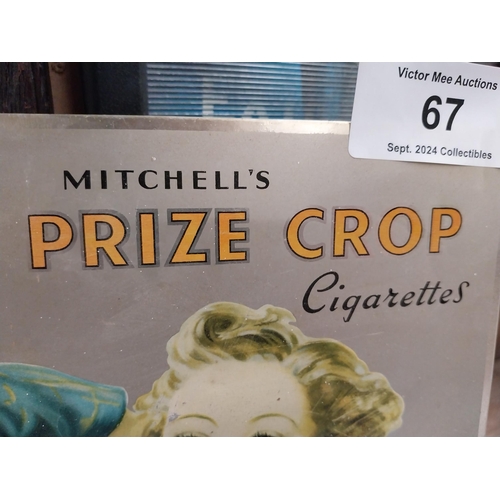 67 - Mitchell's Prize Crop cigarettes enamel advertising sign {24 cm H x 19 cm W}.