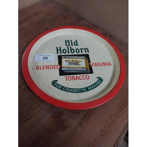 28 - Old Holborn Blended Virginia Tobacco tin plate drinks tray. {33 cm Diam.}.