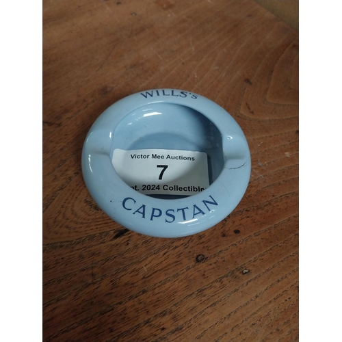 7 - 1930's Will's Capstan ashtray. {10cm Diam.}