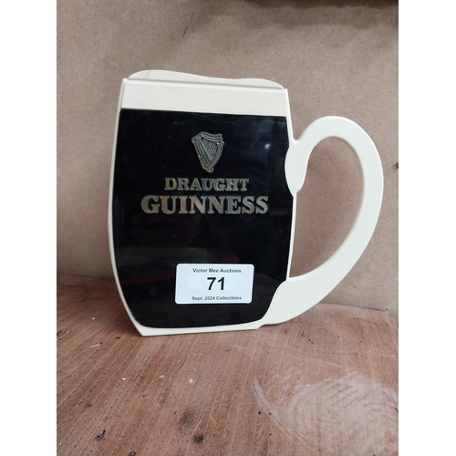 71 - Draught Guinness Plastic Tankard shelf sign. {21 cm H x 23 cm W}