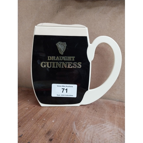 71 - Draught Guinness Plastic Tankard shelf sign. {21 cm H x 23 cm W}