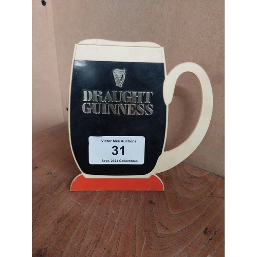 31 - Guinness Half Pint Perspex counter top advertising sign. {17 cm h x 17 cm W x 5 cm D}