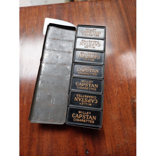 72 - Wills's  Capstan domino set in tin advertising box, {3 cm H x 19 cm W x 5 cm D}