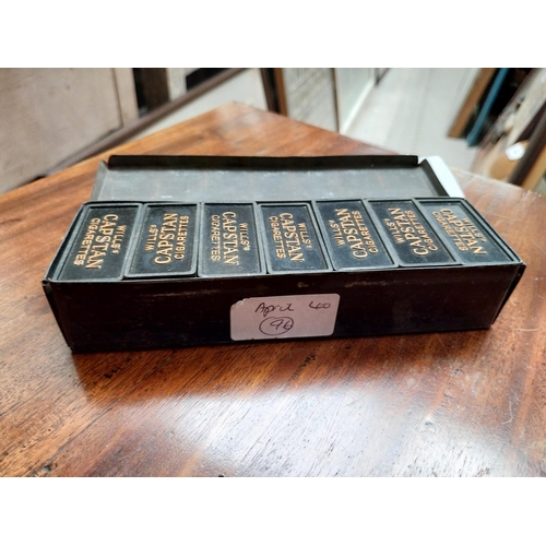 72 - Wills's  Capstan domino set in tin advertising box, {3 cm H x 19 cm W x 5 cm D}