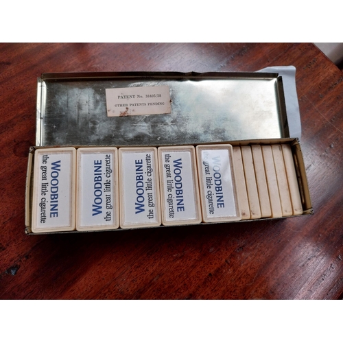 73 - Woodbine The Great Little Cigarette advertising domino set in original tin box. {3 cm H x 18 cm W x ... 