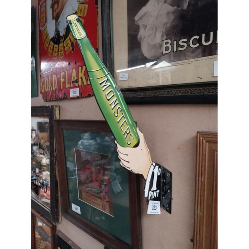 Monsters Ale 1d A Pint Enamel Wall Advertising Sign 47 Cm H X 19 Cm W 