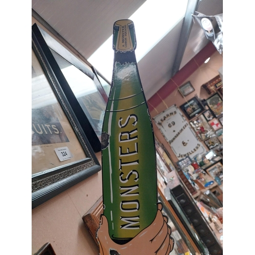 Monsters Ale 1d A Pint Enamel Wall Advertising Sign 47 Cm H X 19 Cm W 