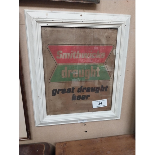 34 - Smithwicks Great Draught Beer framed advertising print. {45 cm H x 38 cm W}.